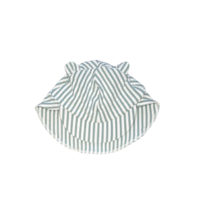 Casquette anti-uv rayures bleu clair et écru Liewood chez Enbouclekids