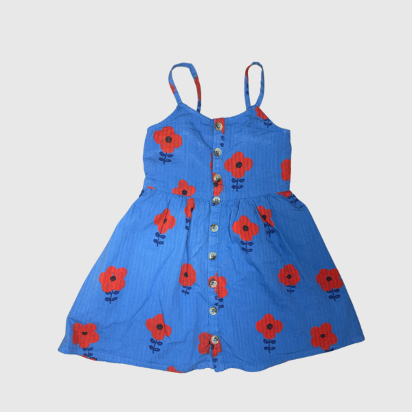 Robe bleue imprimée bretelle boutonnage devant monoprix 3 ans